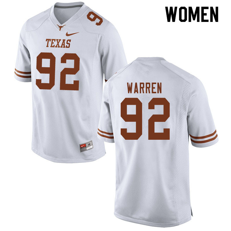 Women #92 Myron Warren Texas Longhorns College Football Jerseys Sale-White